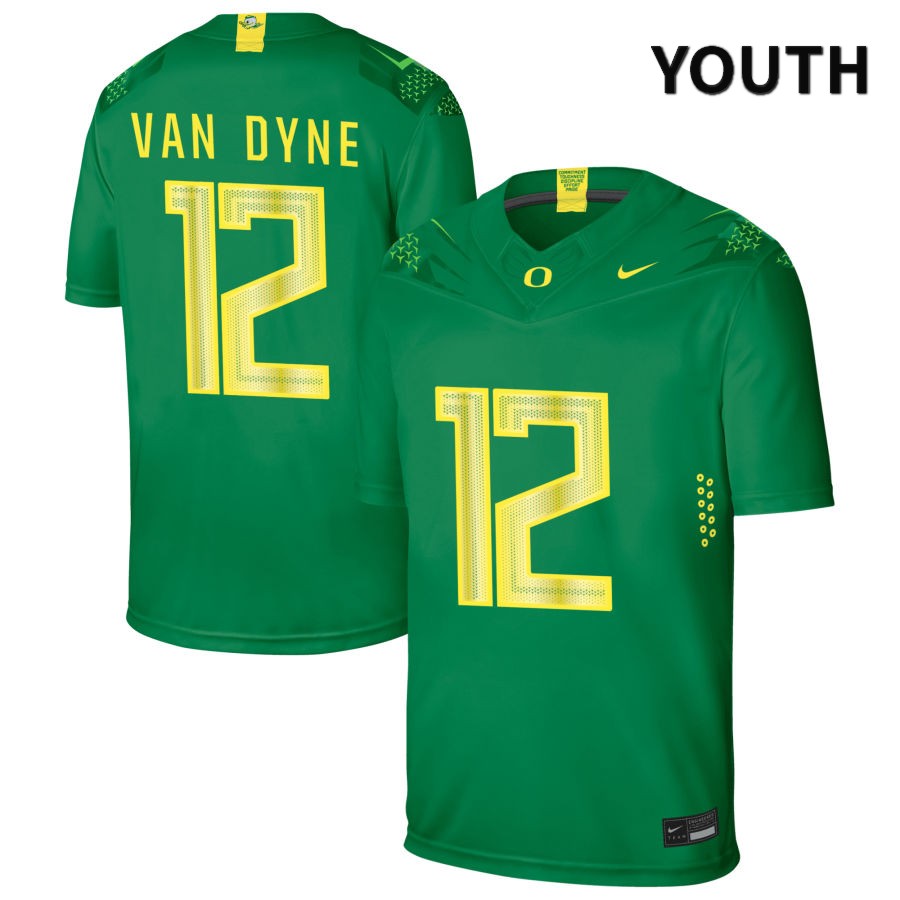 Oregon Ducks Youth #12 Jake Van Dyne Football College Authentic Green NIL 2022 Nike Jersey GZN14O6Y